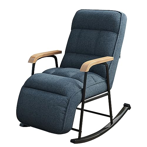 WAGXIyU Schaukelstuhl zum Entspannen, bequemer Lounge-Sessel, Sofasitz, moderner Mid-Century-Stuhl, bequemer Sessel, Lounge-Sessel für Wohnzimmer, Schlafzimmer (Farbe: Blau B) von WAGXIyU