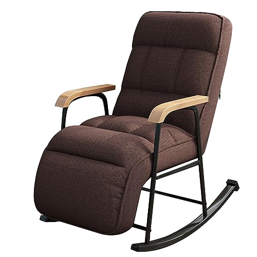 WAGXIyU Schaukelstuhl zum Entspannen, bequemer Lounge-Sessel, Sofasitz, moderner Mid-Century-Stuhl, bequemer Sessel, Lounge-Sessel für Wohnzimmer, Schlafzimmer (Farbe: Braun) von WAGXIyU