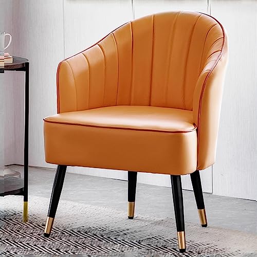 WAGXIyU Sessel für Wohnzimmer, moderner Clubsessel, Ledersessel, gepolsterter Hocker, einzelner Sofastuhl für Wohnzimmer, Schlafzimmer, Kleiner Raum (Farbe: Orange) von WAGXIyU