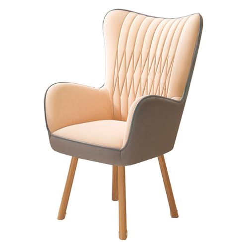 Weißer Stuhl mit hoher Rückenlehne, bequemer Lesesessel für Wohnzimmer, Schlafzimmer, Einzelsitz-Sessel mit Holzbeinen, moderne Beistellstühle, Make-up-Stuhl für Arbeitszimmer, Büro (Farbe: /Khaki A) von WAGXIyU