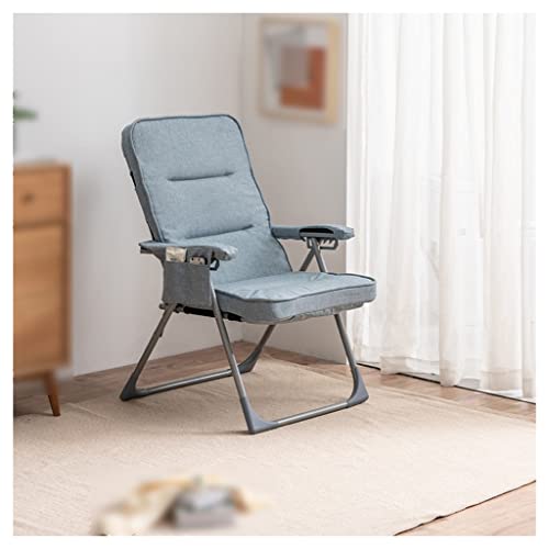 Wohnzimmerstühle, Liegestuhl, Computerstuhl, ergonomisch, 6-fach verstellbar, gepolsterter Lounge-Liegestuhl mit Seitentaschen und dickem Kissen, hohe Rückenlehne, Lazy Sofa Chair (Farbe: Blau) von WAGXIyU