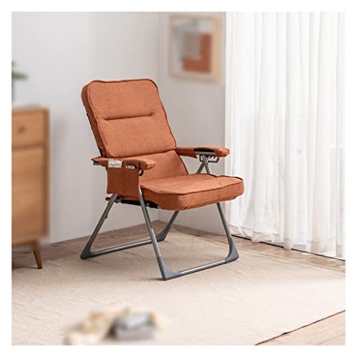 Wohnzimmerstühle, Liegestuhl, Computerstuhl, ergonomisch, 6-fach verstellbar, gepolsterter Lounge-Liegestuhl mit Seitentaschen und dickem Kissen, hohe Rückenlehne, Lazy Sofa Chair (Farbe: Orange) von WAGXIyU