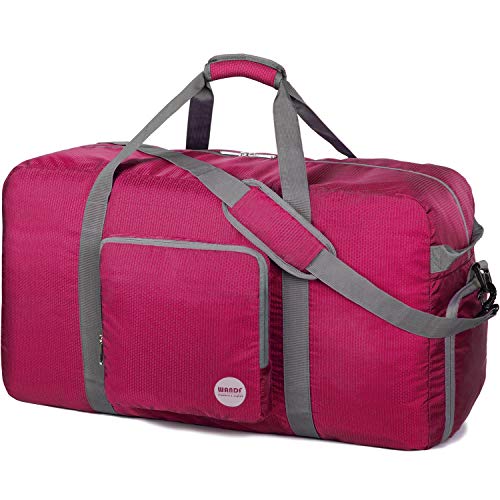 Faltbare Reisetasche 60-100L Superleichte Reisetasche für Gepäck Sport Fitness Wasserdichtes Nylon von WANDF (Rosa, 100L) von WANDF