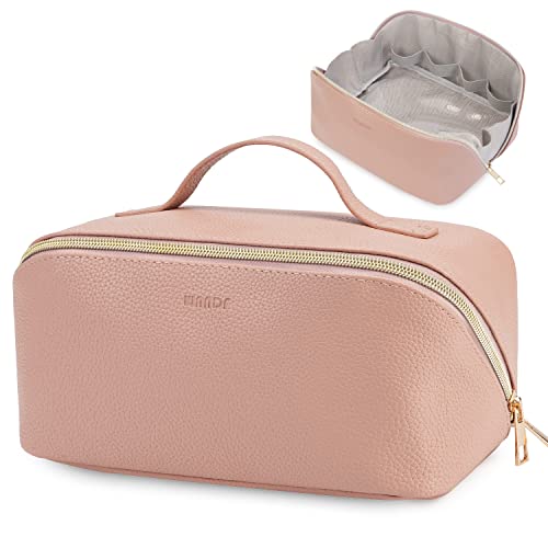 WANDF Cosmetic Bag for Women Large Makeup Bag with Wet Pocket Zipper Pouch Travel (Rosa) von WANDF