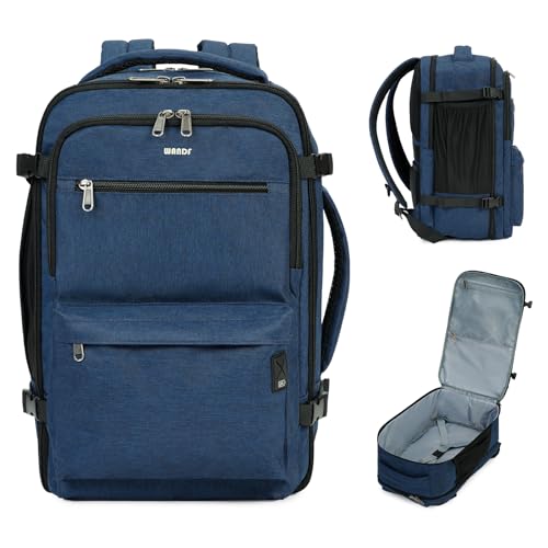 WANDF Handgepäck Rucksack 40x20x25cm für Ryanair Airlines, Untersitz-Reise-Handgepäck-Tasche mit Nassfach, 15,6-Zoll-Laptop-Rucksack für Männer und Frauen (Marineblau) von WANDF