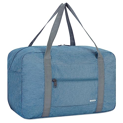 WANDF Handgepäck Tasche für Flugzeug Reisetasche Klein Faltbare Handgepäck Ryanair 40x20x25cm Sporttasche Krankenhaustasche Weekendertasche (Denim Blau 20L) von WANDF