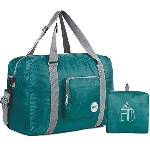 WANDF Handgepäck Tasche für Flugzeug Reisetasche Klein Faltbare Handgepäck Koffer Sporttasche Krankenhaustasche Weekendertasche (Dunkelgrün mit Schultergurt 40L) von WANDF