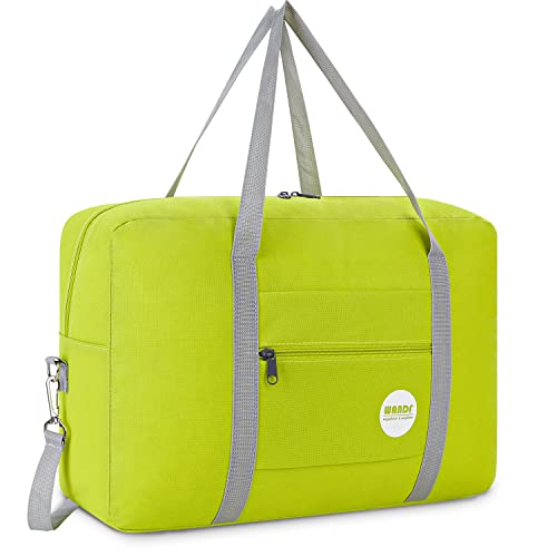 Handgepäck Tasche für Flugzeug Reisetasche Klein Faltbare Handgepäck Koffer 55x40x20cm / 45x36x20cm Sporttasche Krankenhaustasche Weekendertasche von WANDF (B - Fluoreszierendes Grün mit Schultergurt) von WANDF