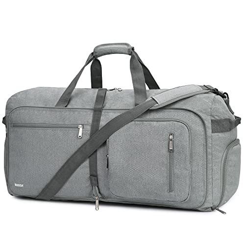 WANDF Reisetasche 65L mit Schuhfach Faltbare Weekender-Reisetasche Handgepäck für Männer Frauen (Hellgrau) von WANDF