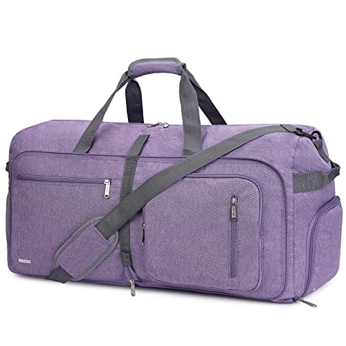 WANDF Reisetasche 65L mit Schuhfach Faltbare Weekender-Reisetasche Handgepäck für Männer Frauen (Lila) von WANDF
