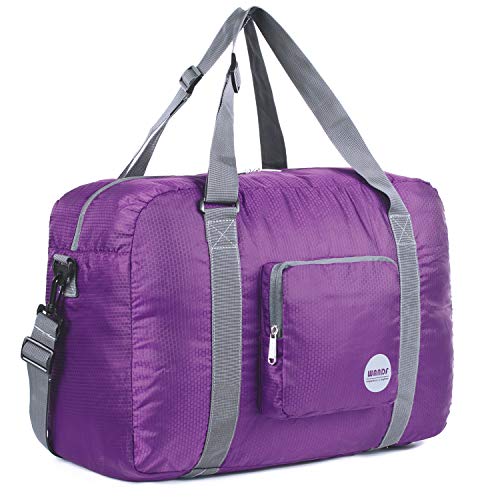 WANDF Handgepäck Tasche für Flugzeug Reisetasche Klein Faltbare Handgepäck Koffer Sporttasche Krankenhaustasche Weekendertasche (40L Lila) von WANDF