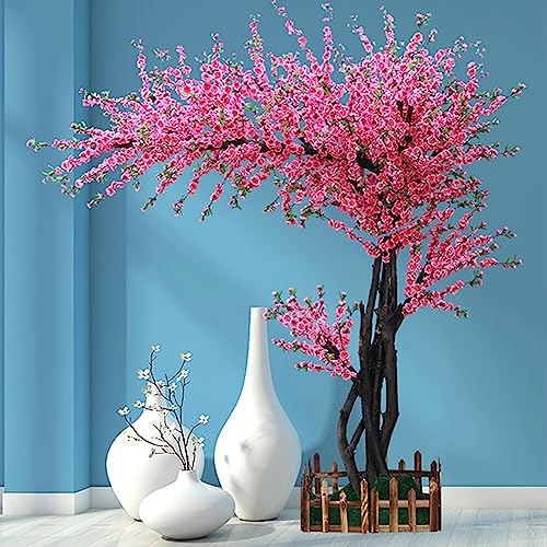WANGLL 2 x 1,5 m/6,6 x 4,9 Fuß, Hellrosa Simulationspflanze, japanische künstliche Kirschblütenbäume, künstliche Seidenblume, Pfirsich-Dekoration, für drinnen und draußen, Party, Restaurant, von WANGLL