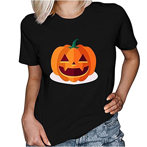 WANGTIANXUE Halloween Gelbe Bluse Damen Top Damen Bauchfrei Sexy T Shirt WeißS Damen Tshirt Damen Kurzarm Sommer T-Shirts Damen Sexy Tshirt Beige Damen Shirt Elegant Frauen von WANGTIANXUE