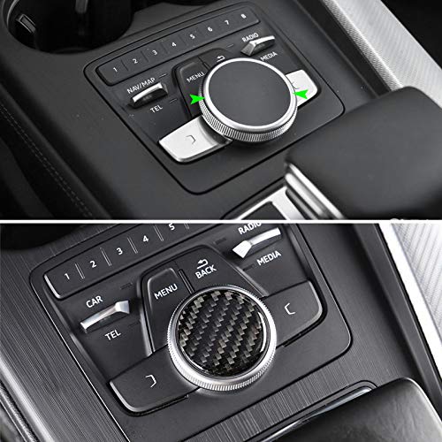 WANGXI Auto Carbon Fiber Center Gear Bedienfeld Multimedia Schalter Knopf Abdeckung Aufkleber Trim, Für Audi A4 B9 A4L 2017 2018 von WANGXI