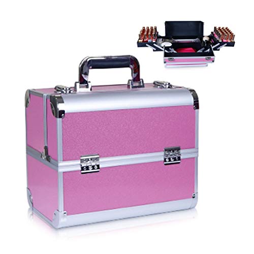 Werkzeugkasten, Werkzeugkasten, Make-up-Koffer, professioneller Kosmetikkasten, tragbare Make-up-Box aus Aluminium mit faltbaren 4 Ablagen und 2 Werkzeug-Organizer mit Schnalle und Schloss von WANHAOAONY