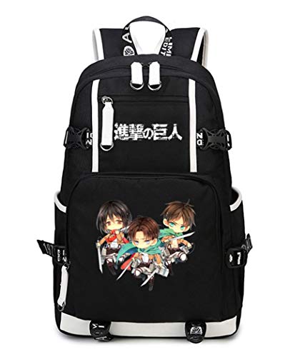 WANHONGYUE Attack on Titan Anime Backpack Schüler Schultasche Laptop Rucksäcke Freizeittasche Daypack Schwarz-15 von WANHONGYUE