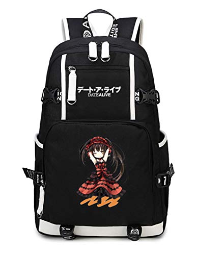 WANHONGYUE Date A LIVE Anime Backpack Schüler Schultasche Laptop Rucksäcke Freizeittasche Daypack Schwarz-5 von WANHONGYUE
