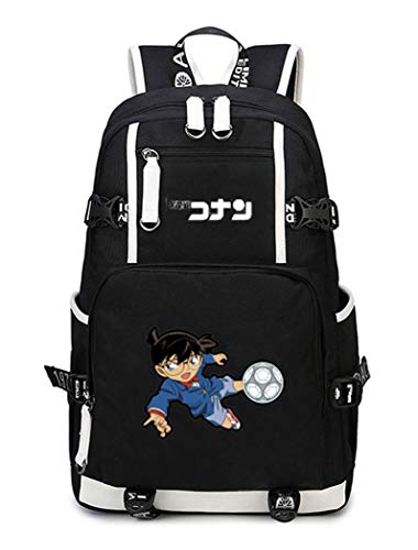 WANHONGYUE Detective Conan Anime Backpack Student Schultasche Laptop Rucksäcke Freizeittasche Daypack Schwarz-1 von WANHONGYUE