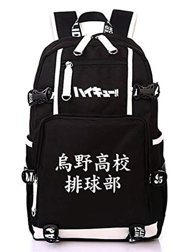 WANHONGYUE Haikyuu Anime Backpack Schüler Schultasche Laptop Rucksäcke Freizeittasche Daypack Schwarz-5 von WANHONGYUE