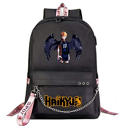 WANHONGYUE Haikyuu Backpack Student Büchertasche Mädchen Schultasche 15,6-Zoll-Laptop-Rucksack für Anime-Liebhaber Black / 2 von WANHONGYUE