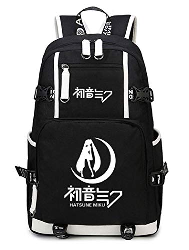 WANHONGYUE Hatsune Miku Leuchtend Backpack Student Schultasche Laptop Rucksäcke Freizeittasche Daypack Schwarz-6 von WANHONGYUE