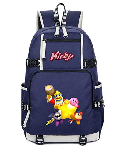 WANHONGYUE Kirby Spiel Backpack Schüler Schultasche Laptop Rucksäcke Freizeittasche Daypack Blau-2 von WANHONGYUE