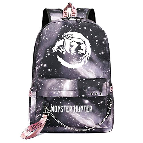 WANHONGYUE Monster Hunter MH Backpack Student Büchertasche Mädchen Schultasche 15,6-Zoll-Laptop-Rucksack für Spiel-Liebhaber Gray Galaxy / 8 von WANHONGYUE