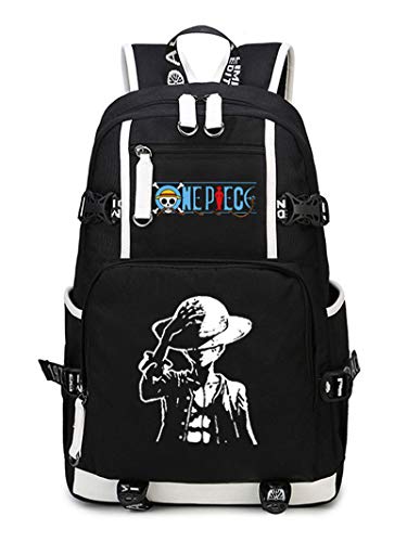 WANHONGYUE One Piece Monkey D Luffy Anime Backpack Schüler Schultasche Laptop Rucksäcke Freizeittasche Daypack Schwarz-13 von WANHONGYUE