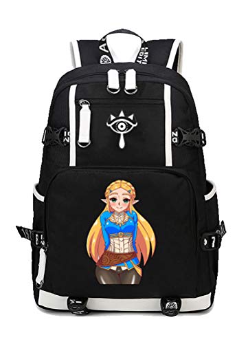 WANHONGYUE The Legend of Zelda Spiel Backpack Schüler Schultasche Laptop Rucksäcke Freizeittasche Daypack Schwarz-17 von WANHONGYUE