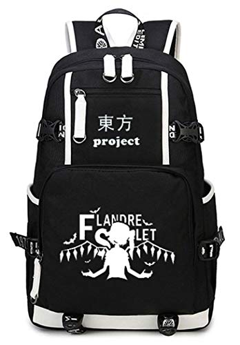 WANHONGYUE Touhou Project Anime Leuchtend Backpack Schüler Schultasche Laptop Rucksäcke Freizeittasche Daypack Schwarz Leuchtend-4 von WANHONGYUE