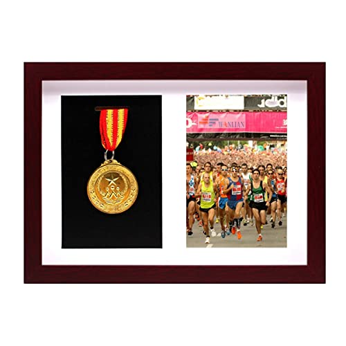WANLIAN Medaillendisplay, Massivholztiefrahmen, Medaillen und Urkunden anzeigen, zur Anzeige von Sportspielen, Marathons, Medaillen, Urkunden und Fotos (Mahagoni) von WANLIAN