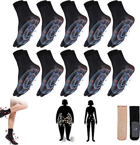 WANWEN Tourmaline Ionic Body Shaping Stretch-Socken, Unsichtbare rutschfeste Kristallstrümpfe, Rapid Detox & Figurformende Stretch-Socken, Fußmassage-Socken (Black) von WANWEN