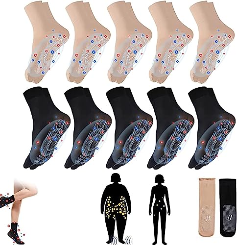 WANWEN Tourmaline Ionic Body Shaping Stretch-Socken, Unsichtbare rutschfeste Kristallstrümpfe, Rapid Detox & Figurformende Stretch-Socken, Fußmassage-Socken (Black+Skin) von WANWEN
