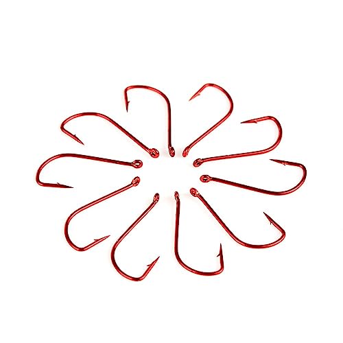 Angelhaken 10 Stück Angelhaken Karpfen-Angelhaken aus Hartstahl mit beringtem Widerhaken, Einzelhaken mit Öse for Angeln Angelzubehör (Color : 10#) von WAOCEO