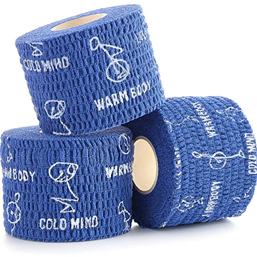 WARM BODY COLD MIND Premium Lifting Daumenband für Gewichtheben, Powerlifting & Kraft-Kreuzheben, reißbar, elastische Baumwolle, schweißfest und atmungsaktiv (blau, 3 Rollen) von WARM BODY COLD MIND