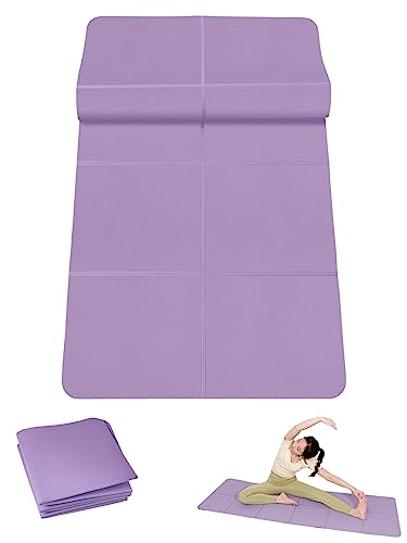 Faltbare Yogamatte für Unterwegs, WASAGA Rutschfeste Tragbare 3mm Dicke TPE-Gymnastikmatte für Unterwegs Fitnesscenter Yoga Pilates Training Außenpool Campingplatz (Lila) von WASAGA