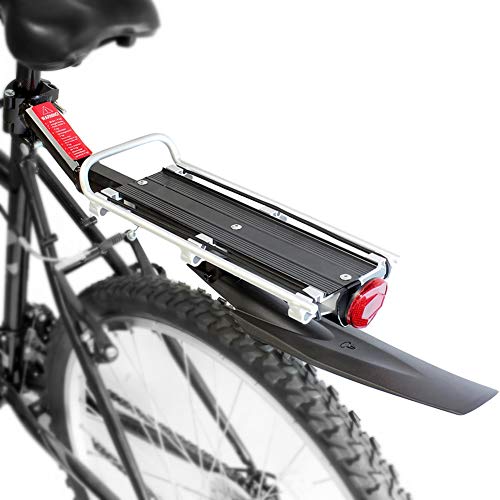 WASAGA Fahrradträger, Verstellbarer Fahrradgepäckträger mit Kotflügel und Reflektor, Schnellwechsel-Sattelstützenständer (Taschenregal) von WASAGA