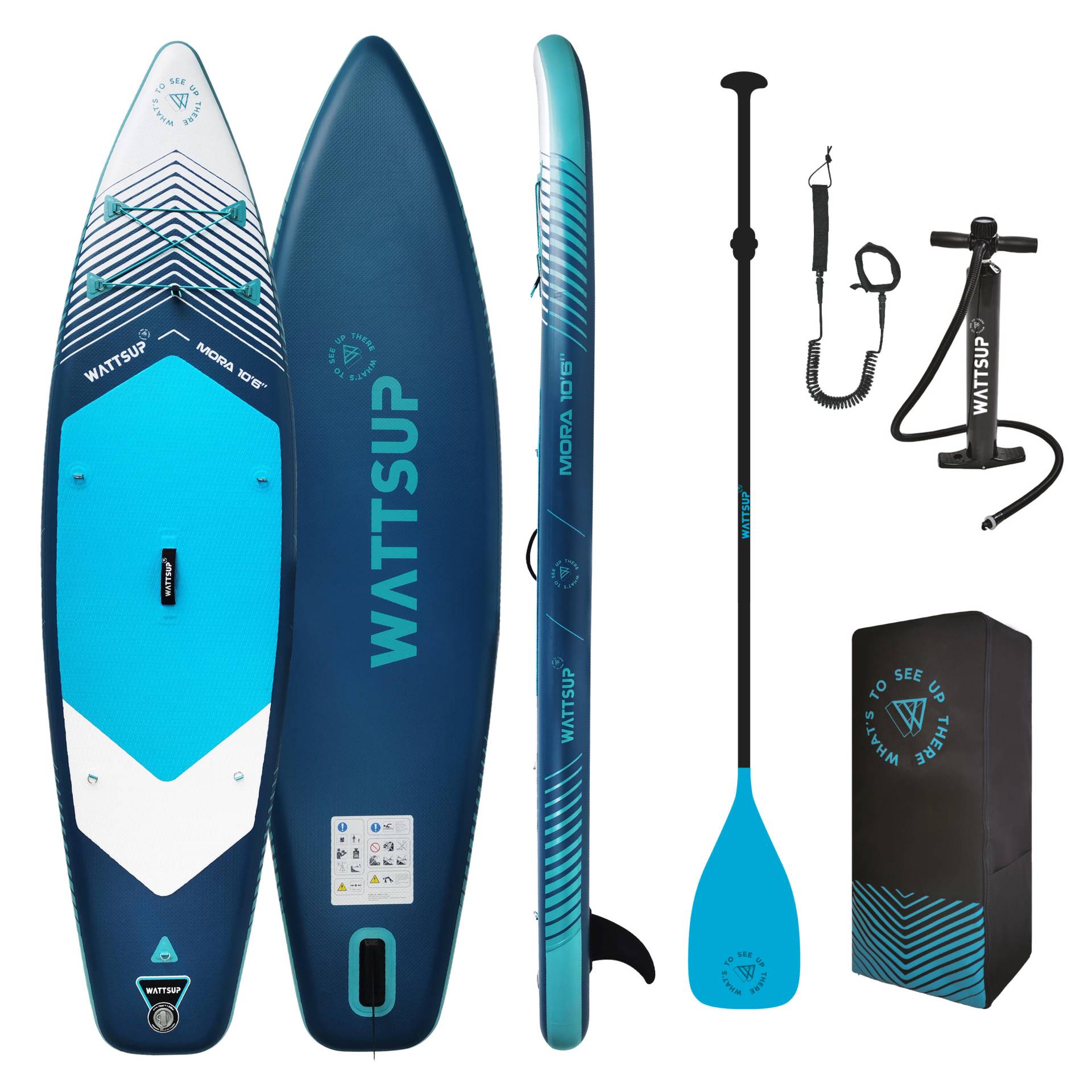 Pack SUP aufblasbar (Board, Pumpe, Paddel) 10'6 32" 6" - Wattsup Mora von WATERFLEX