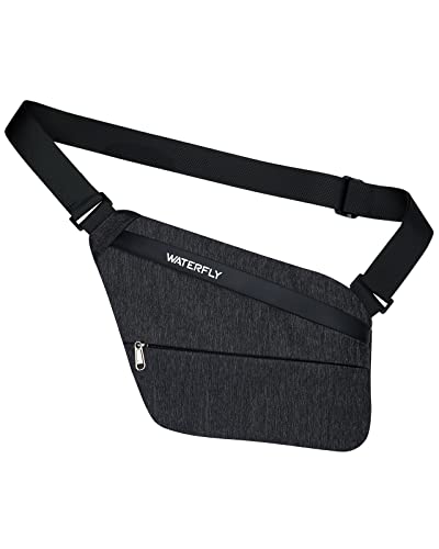 WATERFLY Brusttasche Schultertasche Sling Bag: Anti Diebstahl Tasche Herren Damen Crossover Bag Umhängetasche Klein Crossbody Anti-Theft Bodybag Cross Chest Pack Diebstahlsicher von WATERFLY