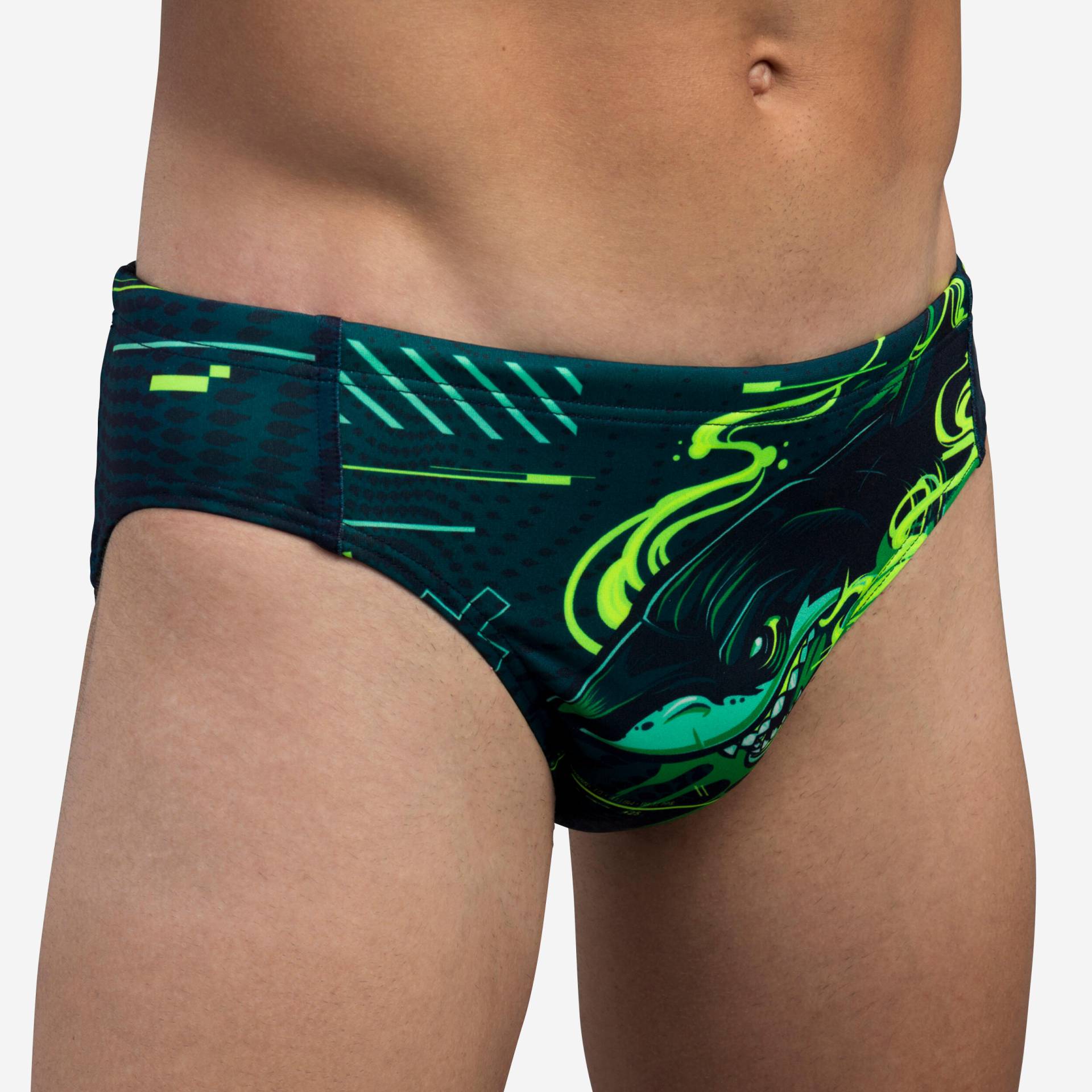 Badehose Slip Herren Wasserball - Shark grün von WATKO