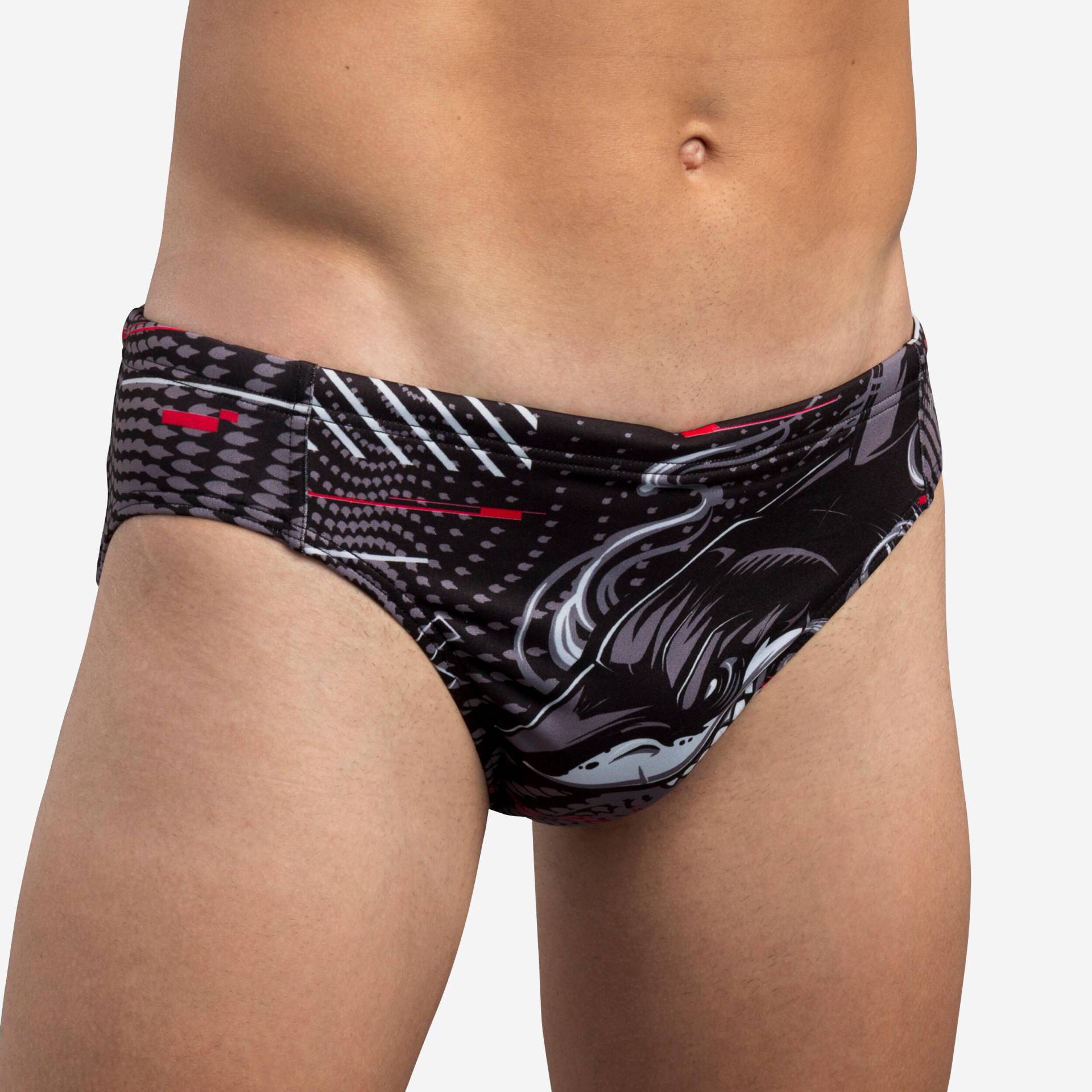 Badehose Slip Herren Wasserball - Shark schwarz von WATKO