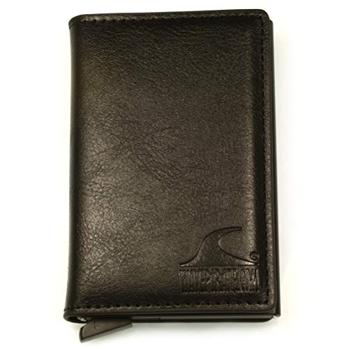 WAVEPIRATE® Geldbörse Stuck Schwarz Portemonnaie Slim Wallet mit RFID Schutz - Kreditkarten Banknoten Schutz Herren Männer von WAVEPIRATE