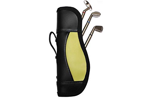 WB Golfer Present Etui mit 3 Kugelschreiber, Putter, Eisen, Driver - tolle Geschenkidee Gelb von WB