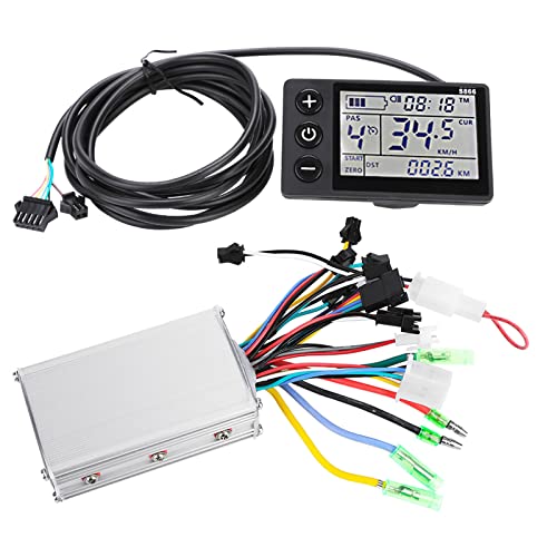 WBTY Bürstenloser Motorcontroller, Wasserdichter 24V-48V-Motorcontroller, LCD-Anzeigefeld, Bürstenloser Controller-Kit für Elektrofahrradroller (24V/36V 350W) von WBTY