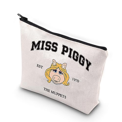 WCGXKO Kosmetiktasche, inspiriert von Miss Piggy Est 1974 The Muppets, mit Reißverschluss, Make-up-Tasche, PIGGY EST, Reißverschluss von WCGXKO