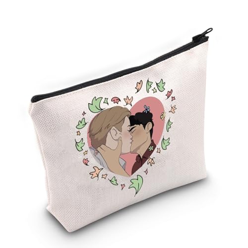 WCGXKO LGBTQ inspiriertes Geschenk Nick und Charlie Homosexuell Paar Geschenk Herz Stopper Blätter Make-up Tasche für BL Drama Fans, Beige, Hstopperkiss von WCGXKO