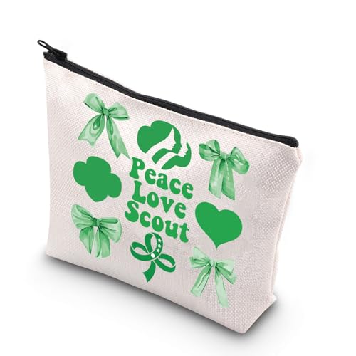 WCGXKO Peace Love Scout Make-up-Tasche Reisetasche für Pfadfinder, Pfadfinder, Überbrückungszeremonie, Geschenk, Love Scout Schleife, Schulterriemen von WCGXKO