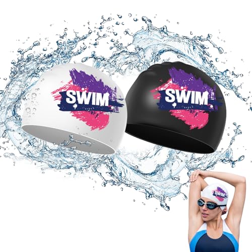 Unisex Badekappen Anti-Rutsch, Silicone Swim Cap, Dehnbare und Bequeme Schwimmkappen (Verstärkter Rand, Weniger Verrutschen der Kappe, Weich), Waterproof Bathing Pool Swimming Cap (B) von WDJLNZB