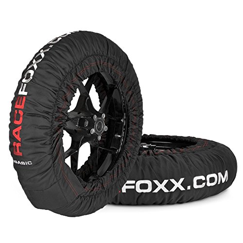 RACEFOXX Basic Reifenwärmer Tyre Warmers 100° C Heiztemperatur Superbike, 120/17 vorne und 180 bis 200/17 hinten Motorrad Rennsport Rennstrecke Reifen von WE ARE RACING. RACEFOXX.COM