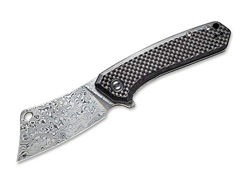 WE Knife Unisex – Erwachsene Mini Mastodon Damascus Carbon Taschenmesser, Schwarz, 18,2 cm von WE Knife